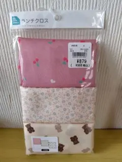西松屋　ランチクロス3枚入り　さくらんぼ柄　小花柄　くま柄のサムネイル