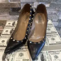 VALENTINO ロックスタッズ パンプス 36.5 ブラック ハイヒール