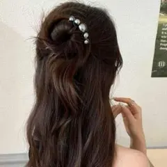 かんざし ブラック パール ヘアアクセサリー 髪飾り 髪留め 夜会巻き 1074