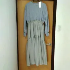 レディース　ロングワンピース 異素材　Mサイズ　新品