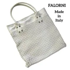 FALORNI ファロルニ　イントレチャート レザー トートバッグ 白系 大容量のサムネイル