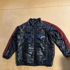 adidas ジップアップパディングジャケット 黒赤