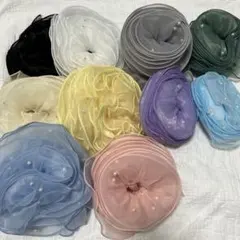 チュールリボン10色セット（パール付き）