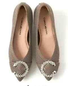 新品ダイアナDIANA ダークベージュ ニット パンプス24.5㎝