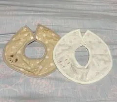 動物刺繍の円形スタイ2枚セット