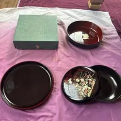 漆器皿セット 花と蝶デザイン