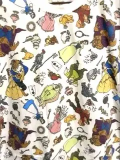 美女と野獣 総柄 Tシャツ Lサイズ