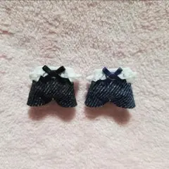 赤ちゃんお洋服　フリルサロペット2着セット　デニム②黒色紺色