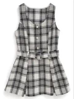 GRL ロービングチェックベルト付きミニワンピース[tu1423] 白 S