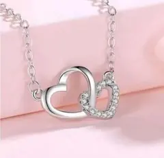 【新品】キラキラ 2連 ハート ネックレス シルバー レディース プレゼント