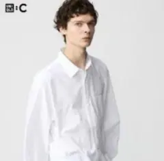 美品　UNIQLO：C ブロードオーバーサイズシャツ XL ホワイト　ユニクロシ