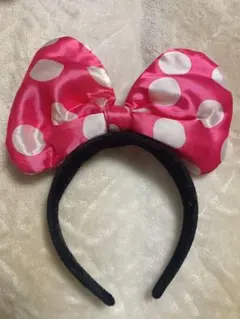 ディズニー ピンク水玉ミニーちゃんリボンカチューシャ