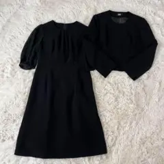 美品 東京イギン ブラックフォーマル アンサンブル ノーカラー ワンピース XL