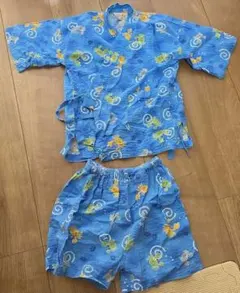 青い甚平 110 カニ柄