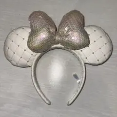 リボン付きミッキー耳パールカチューシャ