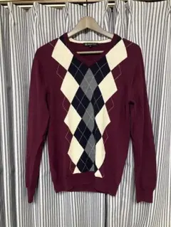 美品❗️ユナイテッドアローズ　ビューティーユース　M パープル　紫　アーガイル