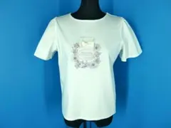 美品 Ｔシャツ クチュールブローチ M 花柄 ホワイト系 伸縮性のサムネイル