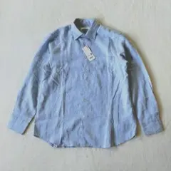 タグ付き✨ユニクロ　プレミアムリネンシャツ 長袖　　L　60 ブルー