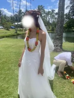 ホワイトウェディングドレス ストラップレス