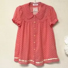 エミリーテンプルルル　水玉シフォンブラウス150cmオレンジ新品ドットシャーリー