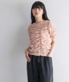 新品 完売品 着回し yuw シャーリングプルオーバー ピンク