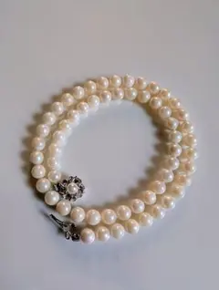 パール 本真珠 あこや シルバー刻印 ネックレス 約7.1mm 約42cm