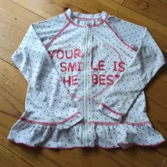 水玉模様 長袖ラッシュガード フリル付き　110センチ