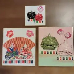 折り紙の和風アート作品 3点セット（ひなまつり）