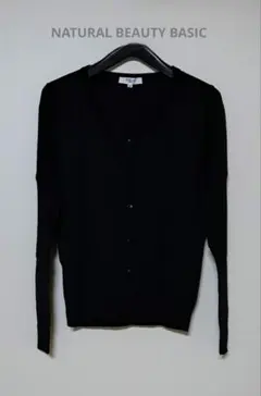 ナチュラルビューティーベーシック　カーディガン M ブラック