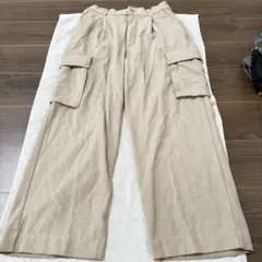 グレー カーゴパンツ サイドポケット付き 厚手