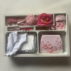 赤花柄のベビー七五三小物セット