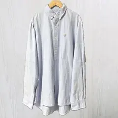 ラルフローレン　オックスフォード　長袖　シャツ　L 青　アメトラ　送料無料　美品
