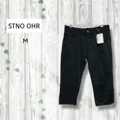 新品タグ　STNO OHR　ハーフパンツ　ストレッチ　花柄プリント　ポケット　黒