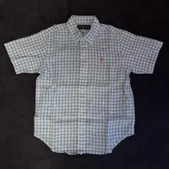 Ralph Lauren キッズシルク半袖BDシャツ 120 水色チェック