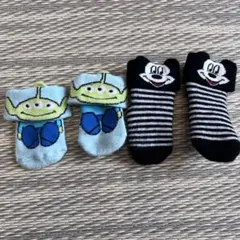 【Disney】ベビーソックス　2足セット ミッキー　リトルグリーメン