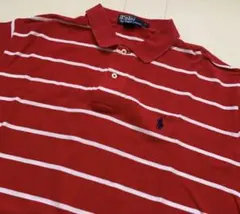 Polo by Ralph Lauren 赤白ストライプ ポロシャツ L