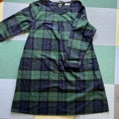 チェック柄長袖ワンピース