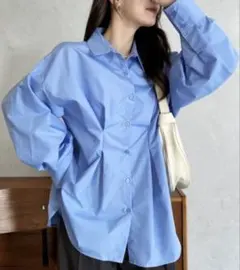 日曜限定 美品FRAMeWORK オックスXLL-シャツ ブルー ビックシャツ 