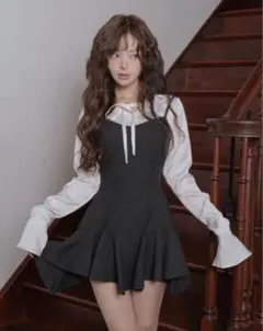 Darichレイヤードランダムヘムチェックミニワンピース ダーリッチ GRY