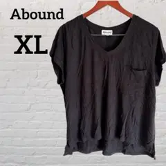Abound 【XL】半袖 Vネック チュニック カットソー ブラック 黒 夏