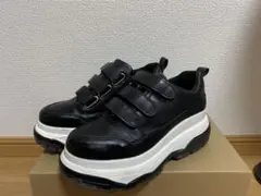 ブラック 厚底スニーカー ベルクロ 黒 スニーカー 厚底 ￥1,000＋送料