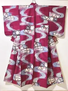 着物　正絹　袷　小紋　紬　手縫い　昭和レトロ　和装　リメイク