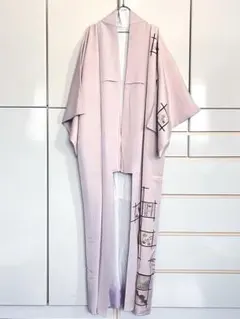 着物　薄ピンク色　落ち着いたデザイン　和装　和服　レトロ　アンティーク