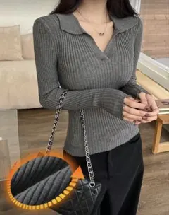 shein ニット ダークグレー M