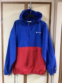 Champion ナイロンジャケット L 青/赤