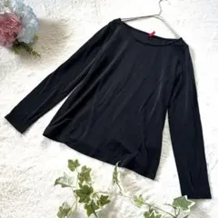 【ELLE】 なめらか 長袖カットソー ボートネック 38 黒 美品✨ 通勤のサムネイル