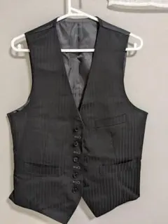 黒 ストライプ スーツベスト
