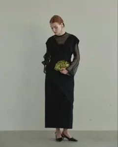 ANDRESD /アンドレスド V line jacquard dress 黒