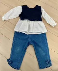 美品⭐︎アプレレクール　長袖トップスとデニムパンツセット 100