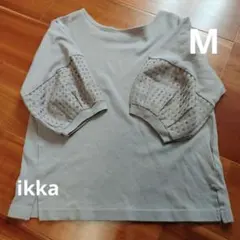 ikka 袖異素材切替えデザインカットソー　Tシャツ　M　ブラウンのサムネイル